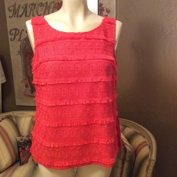 Talbots Tops - Talbots Coral Lace Tank Blouse 2 new